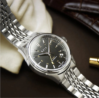 KNIS Classic GMT Automatik Schwarz - Rice Beads Bracelet 38 mm