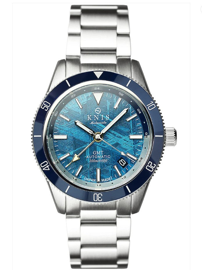 KNIS Meteorite GMT Automatic Diver 40 mm – Blue – Muonionalusta Meteorite