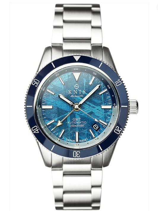KNIS Meteorite GMT Automatic Diver 40 mm – Blue – Muonionalusta Meteorite