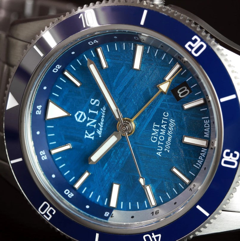 KNIS Meteorite GMT Automatic Diver 40 mm – Blue – Muonionalusta Meteorite