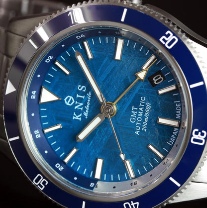 KNIS Meteorite GMT Automatic Diver 40 mm – Blue – Muonionalusta Meteorite