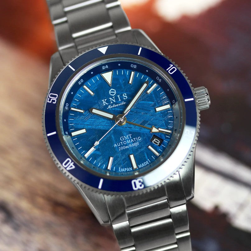 KNIS Meteorite GMT Automatic Diver 40 mm – Blue – Muonionalusta Meteorite