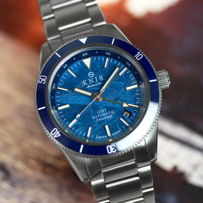 KNIS Meteorite GMT Automatic Diver 40 mm – Blue – Muonionalusta Meteorite