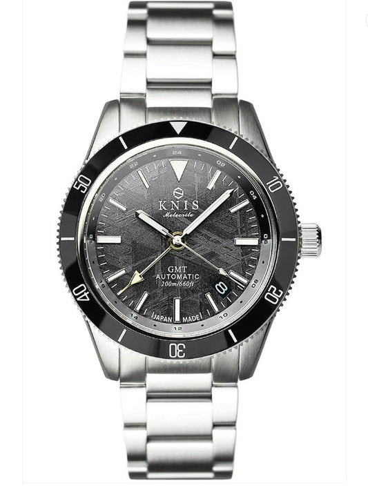 KNIS Meteorite GMT Automatic Diver 40 mm Black – Muonionalusta Meteorite