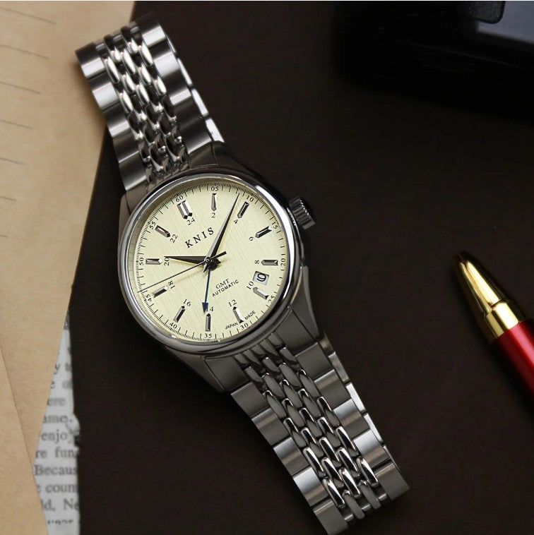 KNIS Classic GMT Automatik Gold - Rice Beads Bracelet 38 mm