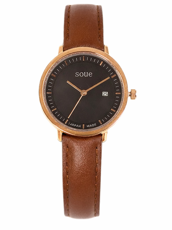 Soue A Basics Gold x Schwarz x Braun Leder, Damen 30 mm