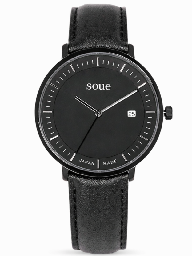 Soue A Basics Schwarz x Schwarz x Schwarz Leder Herren 38 mm