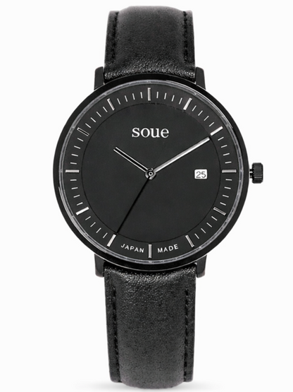 Soue A Basics Schwarz x Schwarz x Schwarz Leder Herren 38 mm