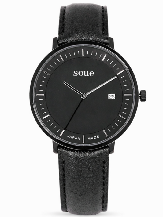 Soue A Basics Schwarz x Schwarz x Schwarz Leder Herren 38 mm