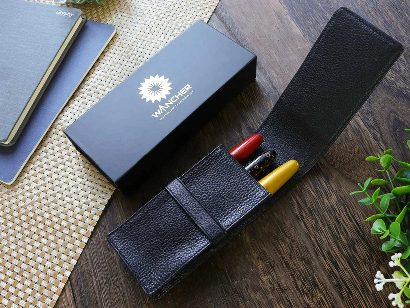 TERASAKI LEATHER PEN CASE – BLACK