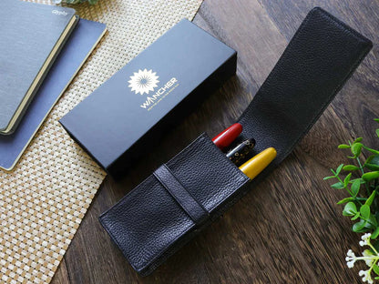 TERASAKI LEATHER PEN CASE – BLACK