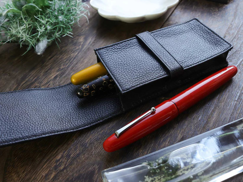 TERASAKI LEATHER PEN CASE – BLACK