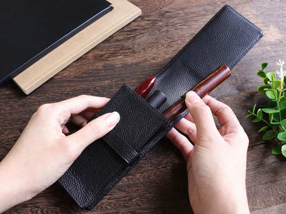 TERASAKI LEATHER PEN CASE – BLACK