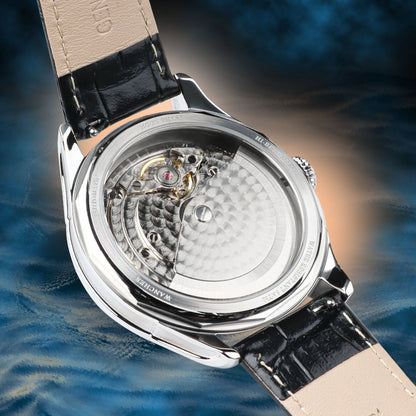 WANCHER Dream Moonphase Kaguya MURASAKI BLUE, Sichtboden mit Automatikwerk Hangzhou H7M01