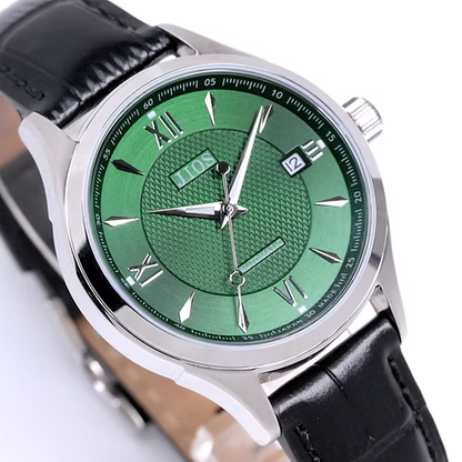 JIOS « SEIRAN » - cadran vert x aiguilles argentées x cuir noir