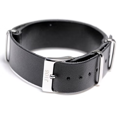 Bracelet Tochigi en cuir à passant 18 mm (noir) – Cuir souple de qualité supérieure