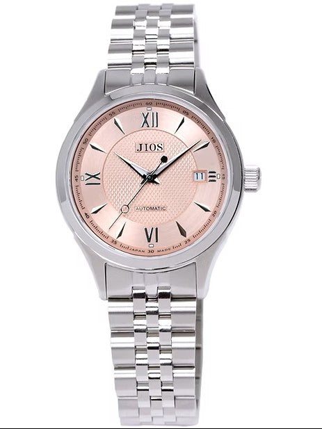 JIOS "SEIRAN" Biwa-Salmon x silberne Zeiger x Stahlarmband