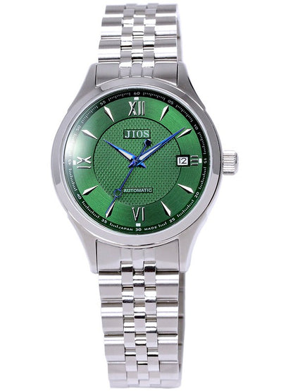 JIOS „SEIRAN“ - grünes Zifferblatt x blaue Zeiger x Stahlarmband