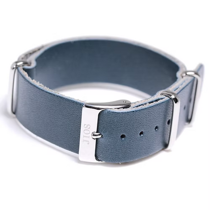 Bracelet en cuir Tochigi 18 mm (bleu) – cuir souple de qualité supérieure