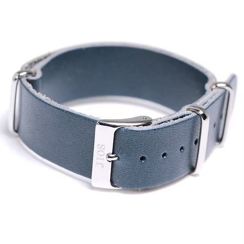 Bracelet en cuir Tochigi 18 mm (bleu) – cuir souple de qualité supérieure
