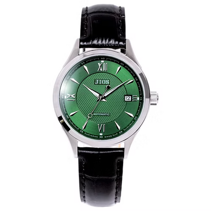 JIOS « SEIRAN » - cadran vert x aiguilles argentées x cuir noir