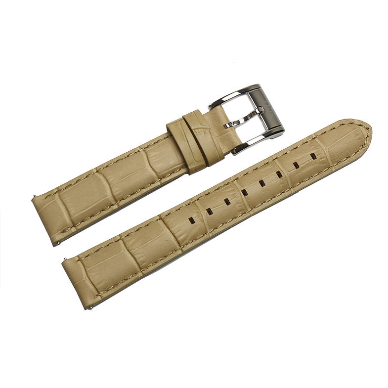 Bracelet JIOS en cuir (18 mm) – noir avec motif crocodile, cuir de vachette de première qualité, fabriqué au Japon, système de fixation rapide