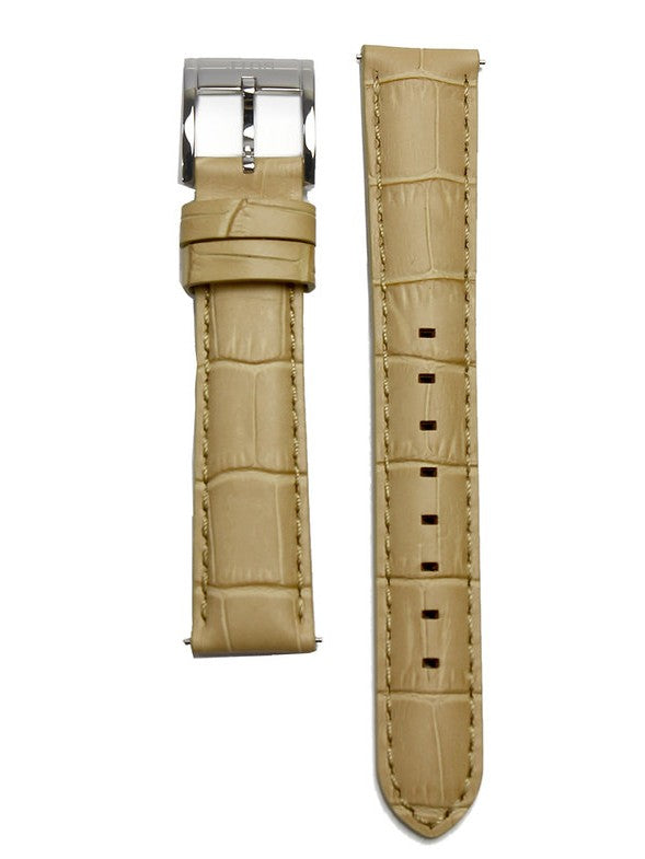 Bracelet JIOS en cuir (18 mm) – noir avec motif crocodile, cuir de vachette de première qualité, fabriqué au Japon, système de fixation rapide