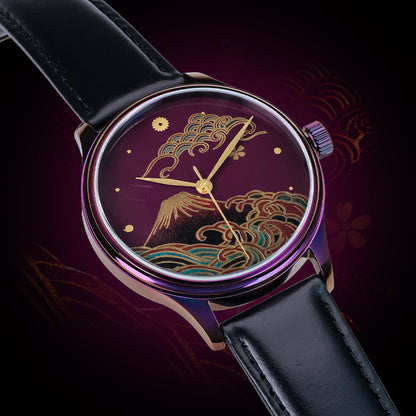 WANCHER Dream Watch – Urushi Purple Kindai Maki-e „Aka Fuji" Red Ororu – Einzelstück