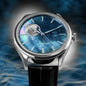 WANCHER Dream Moonphase Kaguya MURASAKI BLUE mit grauer Mondscheibe, Frontansicht