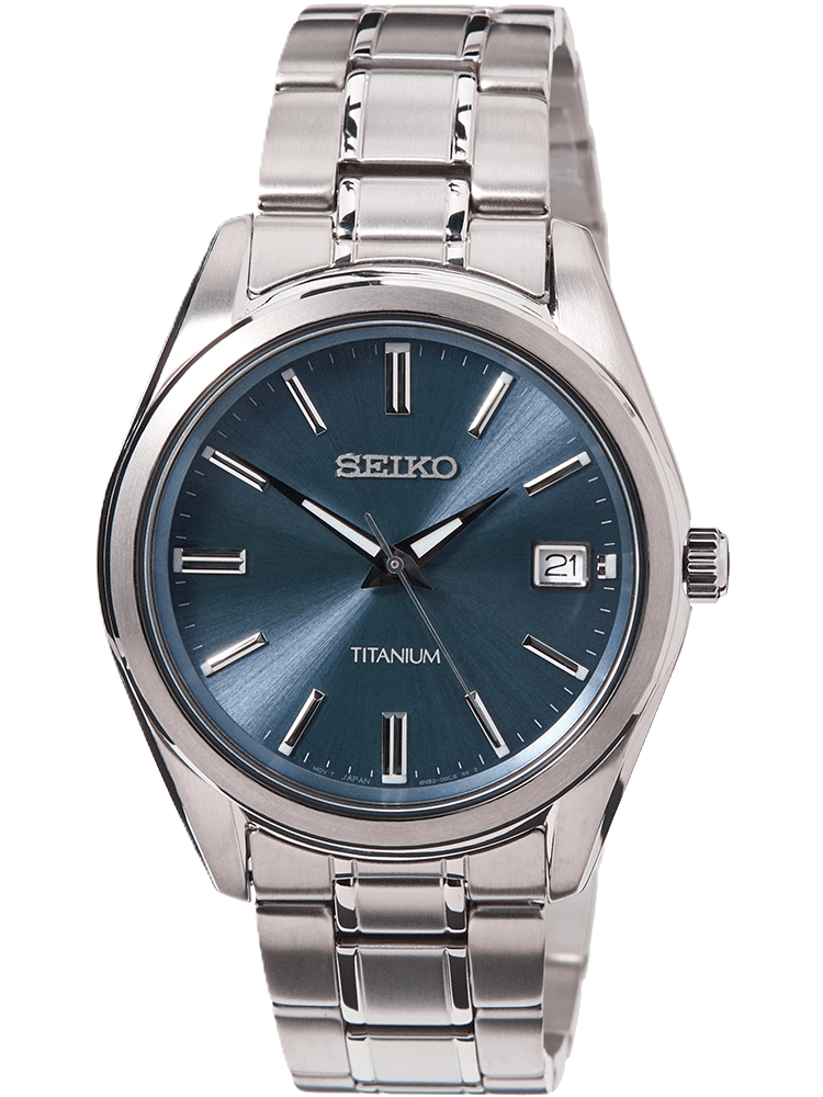 Seiko Klassik SUR371P1 Quarz – Titan, blaues Zifferblatt
