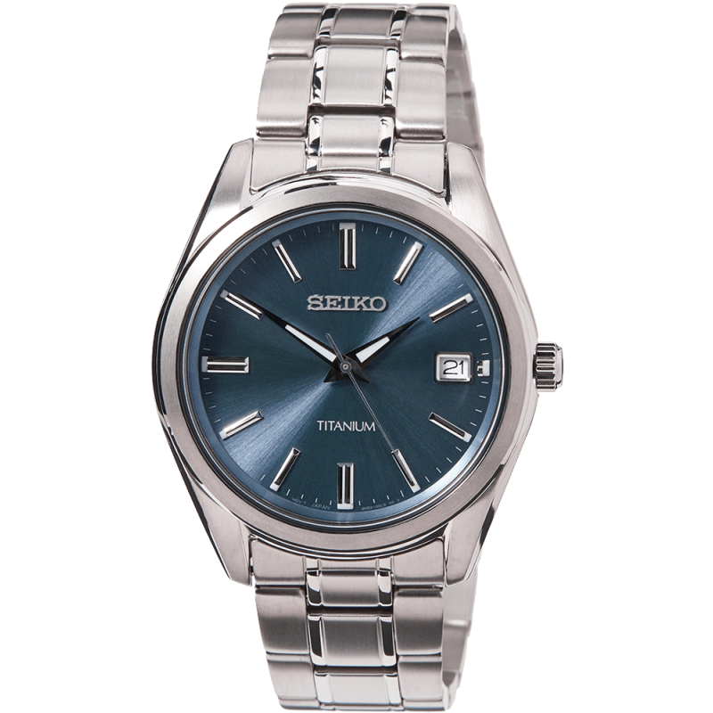 Seiko Klassik SUR371P1 Quarz – Titan, blaues Zifferblatt