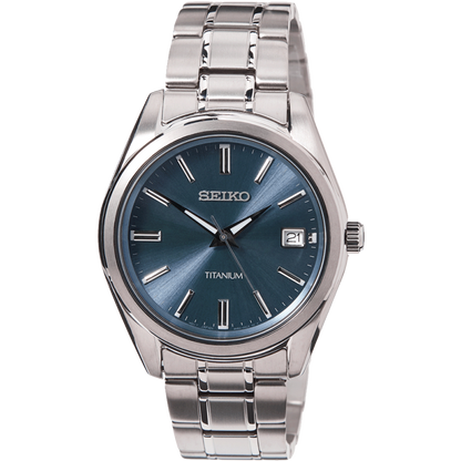 Seiko Klassik SUR371P1 Quarz – Titan, blaues Zifferblatt
