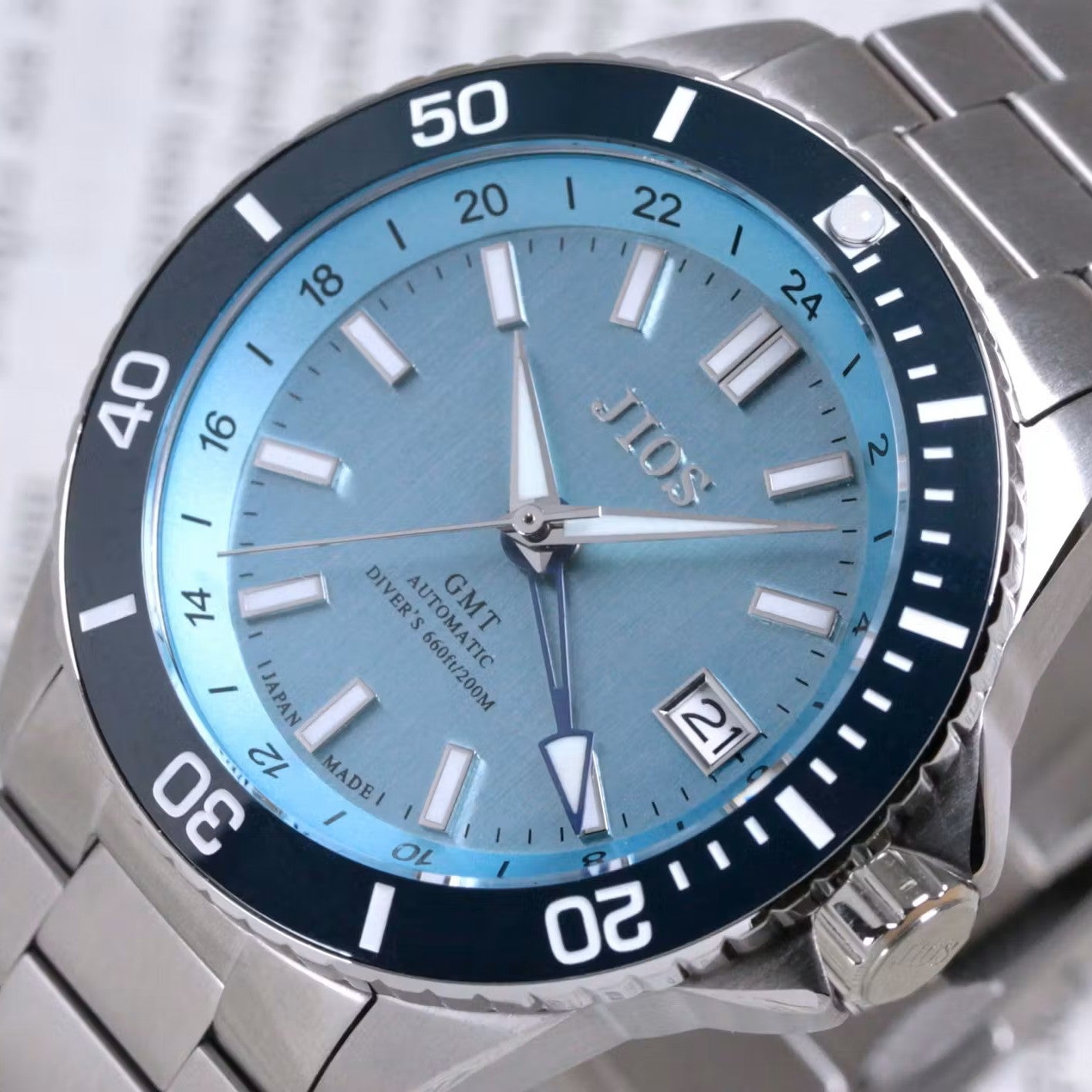 JIOS GMT Diver's 104 Lake Biwa Blue – Japanese Microbrands - Mario