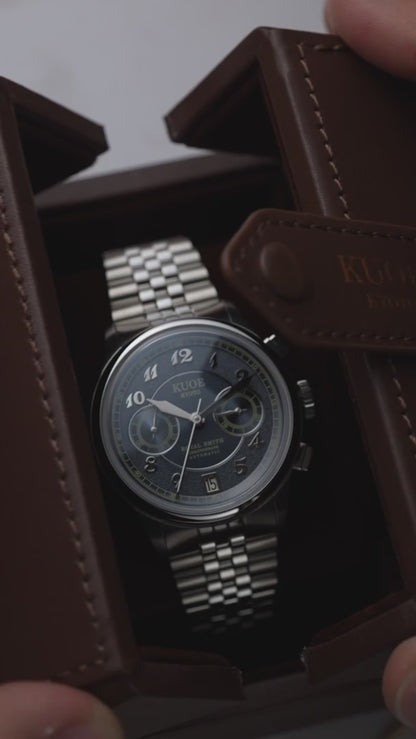 KUOE OLD SMITH 90-012 Automatik-Chronograph 37 mm - Navy Zifferblatt