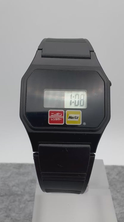 Montre publicitaire Nippon Rent-A-Car / Hertz – montre numérique japonaise issue d'une campagne de coopération – révisée