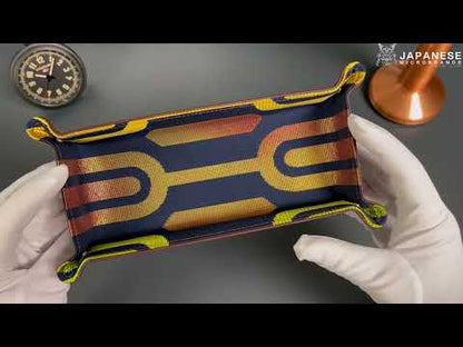 Plateau exclusif pour montres et bijoux – pièces uniques réalisées à la main à partir de tissus de kimonos japonais originaux, inspirées des calices japonais, 24 x 12 cm