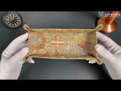 Plateau exclusif pour montres et bijoux – Pièces uniques fabriquées à la main à partir de tissus de kimono japonais originaux, motif paysage pastel 24 x 12