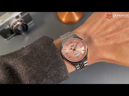 JIOS "SEIRAN" Biwa-Salmon x silberne Zeiger x Stahlarmband