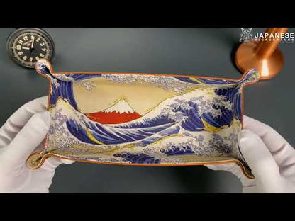 Plateau exclusif pour montres et bijoux – pièces uniques fabriquées à la main à partir de tissus de kimonos japonais originaux, modèle Japan the Wave, 24 x 12