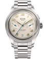 KUOE ROYAL SMITH 90-010 Automatic Ivory x Grainy Finish Dial x Flat Link Armband und Sichtboden