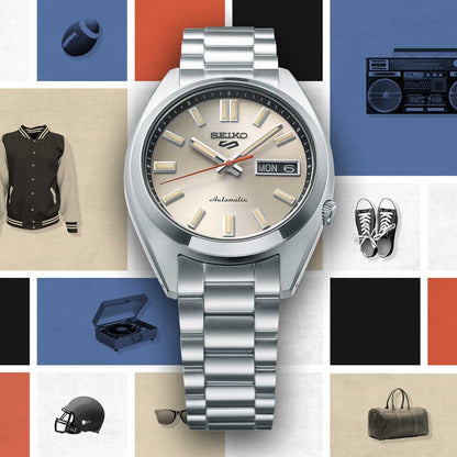 Seiko 5 Sports SRPK91K1 Automatik – SNXS-Reissue, Champagner/Sandbeige Sonnenschliff