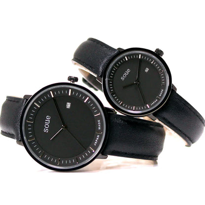 Soue A Basics Schwarz x Schwarz x Schwarz Leder Herren 38 mm