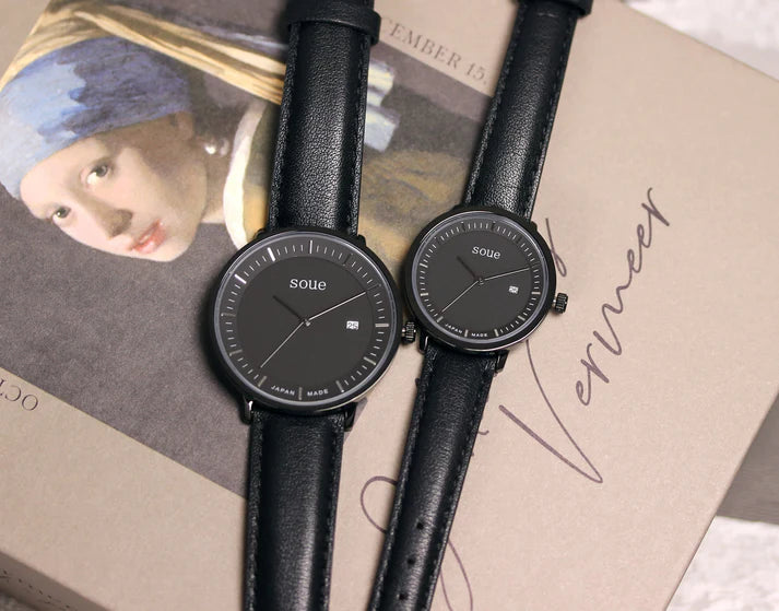 Soue A Basics Schwarz x Schwarz x Schwarz Leder Herren 38 mm