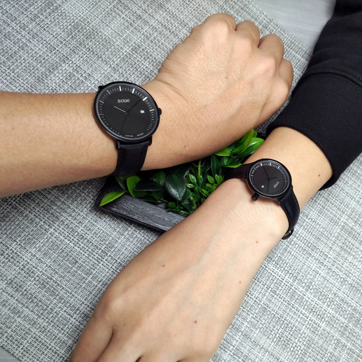 Soue A Basics Schwarz x Schwarz x Schwarz Leder Herren 38 mm