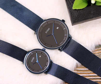 Soue A Basics Blau x Schwarz x Blau Milanaise, Herren/Damen, Größe 38 mm x 30 mm