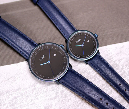 Soue A Basics Blau x Schwarz x Blau Leder, Damen 30 mm