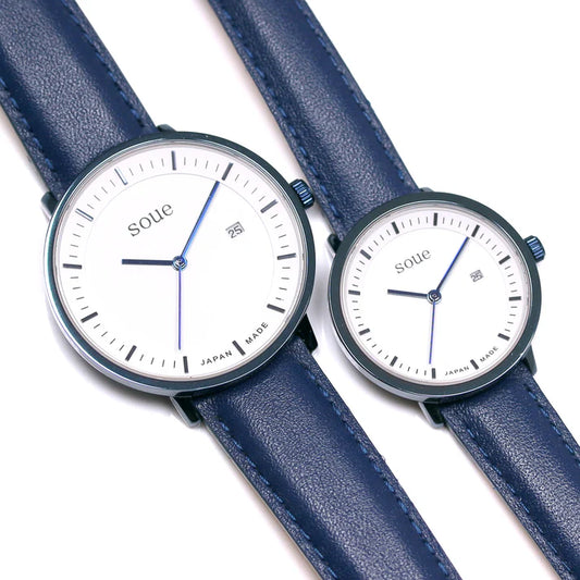 Soue A Basics Blau x Weiss x Blau Leder, Herren 38 mm