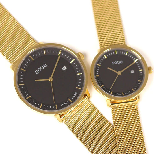 Soue A Basics Gold x Schwarz x Gold Milanaise, Herren/Damen, Größe 38 mm x 30 mm