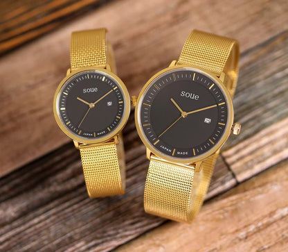 Soue A Basics Gold x Schwarz x Gold Milanaise, Herren 38 mm