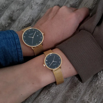 Soue A Basics Gold x Schwarz x Gold Milanaise, Herren 38 mm